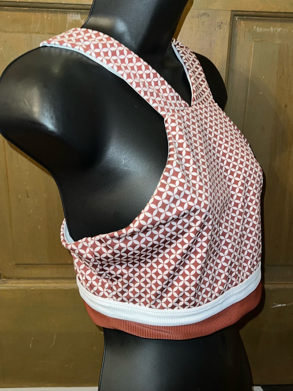 Beach Riot Anthropologie Adina Crop Top Rust Brown White Halter Neck Size L - Picture 6 of 12